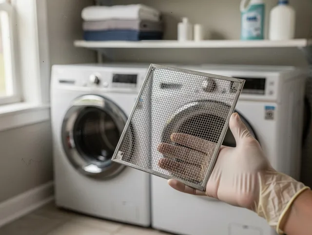 Palm Harbor Dryer Vent Cleaning specialist performing detailed lint trap cleaning service in Palm Harbor