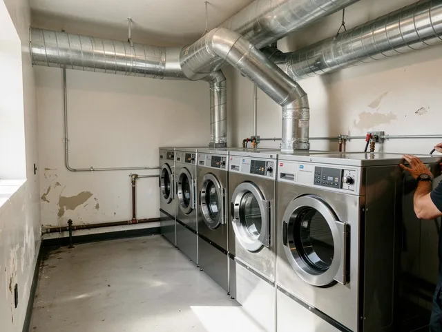 Palm Harbor Dryer Vent Cleaning team performing large-scale commercial dryer vent cleaning in Palm Harbor