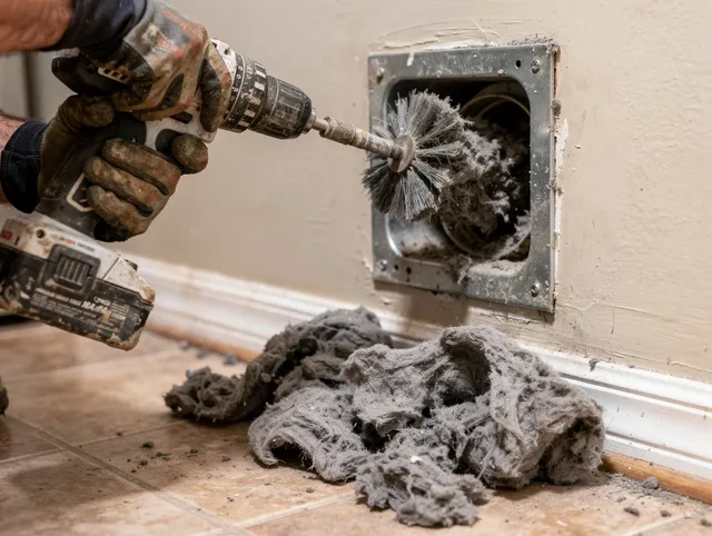 Certified Palm Harbor Dryer Vent Cleaning technician performing dryer vent cleaning in Palm Harbor
