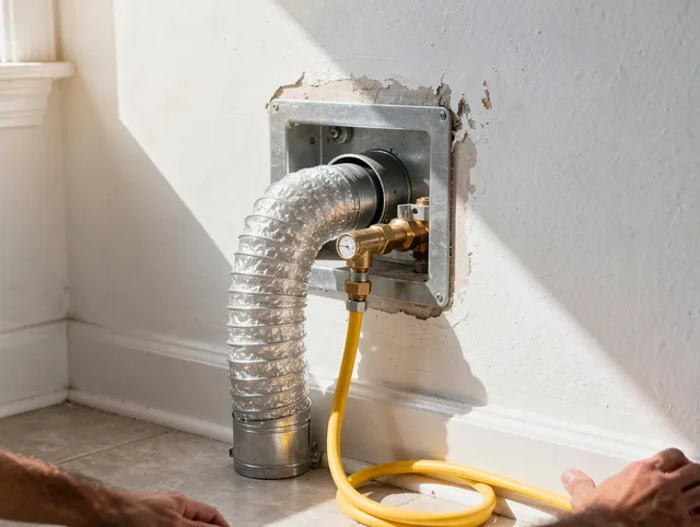 Palm Harbor Dryer Vent Cleaning certified technician performing specialized gas dryer vent cleaning in Palm Harbor